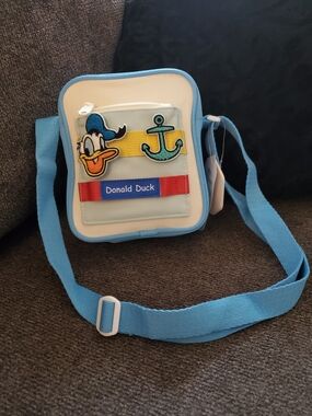 Disney Donald Duck Light Blue Crossbody Bag w/Velcro Patches